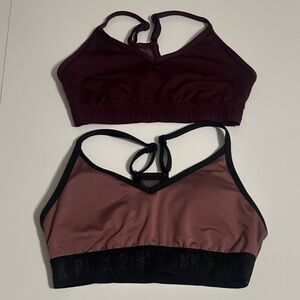 PINK Victoria's Secret Burgundy and Mauve Sports Bras Size Small